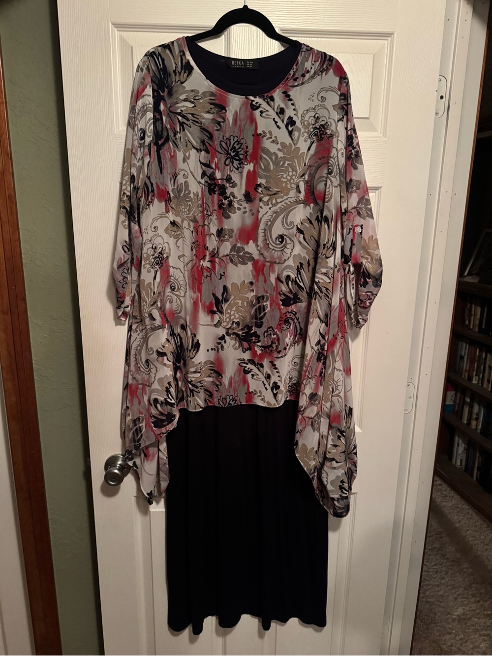 2 pc Refka Navy Long Sleeve Maxi & Seven Karat Sheer Floral Overlay